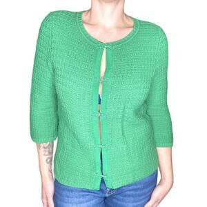 Y2K Vintage Green Cotton Sweater size Small QVC Exclusive